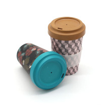 Taza de café reutilizable de la fibra de bambú para llevar amistosa de encargo biodegradable del eco para ir con la tapa de bambú